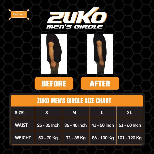 Zuko Men's Girdle | Razowa | Melangsingkan Perut, Melangsingkan Pinggang Serta Mengecilkan Perut Buncit