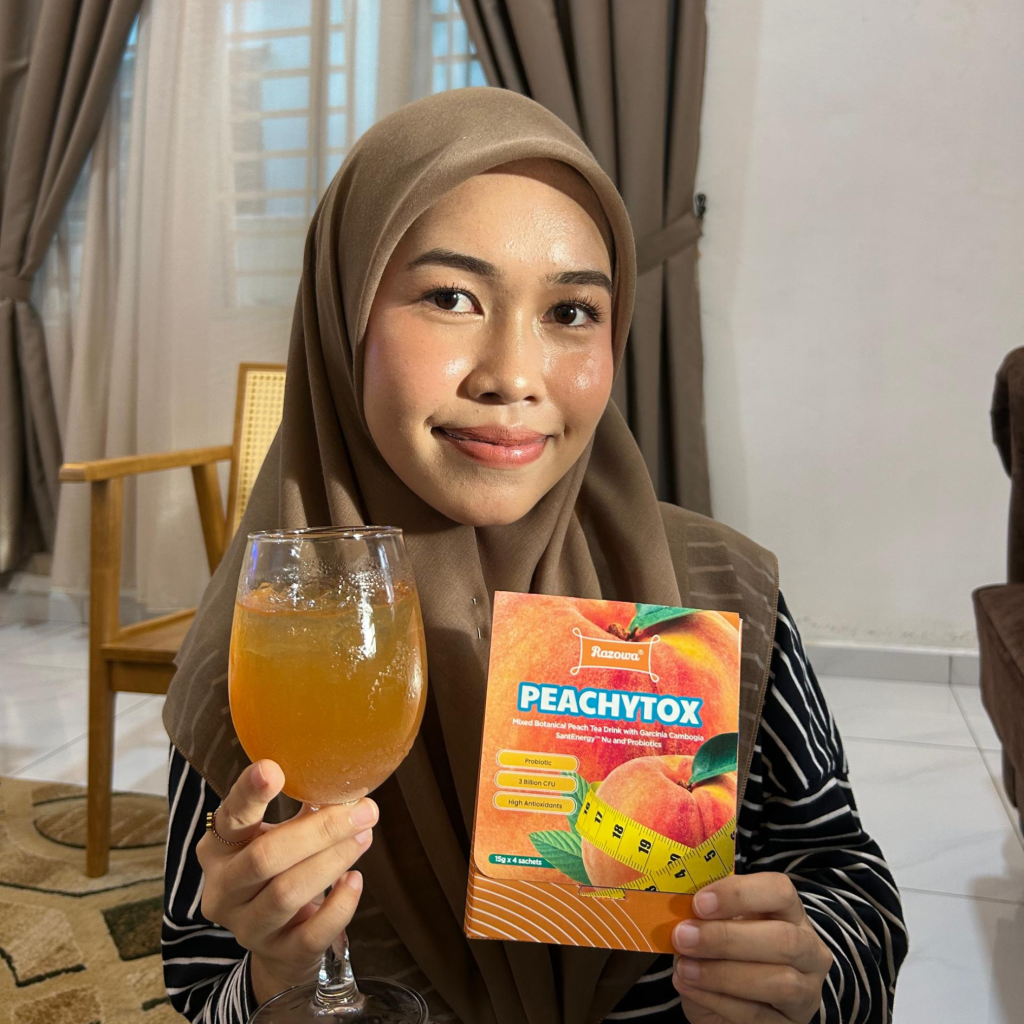 Peachytox - Minuman detox & probiotic perisa peach yang menyegarkan (7) Peachytox Minuman Detox & Probiotic Perisa Peach | Razowa (7)